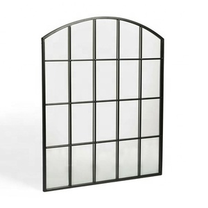 Large Decorative Outdoor <strong>Black</strong> Metal Wall Hanging <strong>Window</strong> Arch Frame <strong>Mirrors</strong> - Product Image 1
