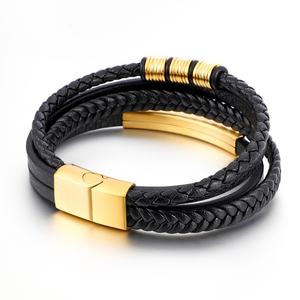 Nouveau bracelet en cuir multi-couches tressé en acier inoxydable avec breloque religieuse pour homme – Cadeau - Product Image 5