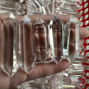 Torre de varita de cristal de cuarzo transparente de alta calidad, estilo Feng Shui, decoración espiritual de piedra terminada de doble punto transparente Natural - Product Image 6
