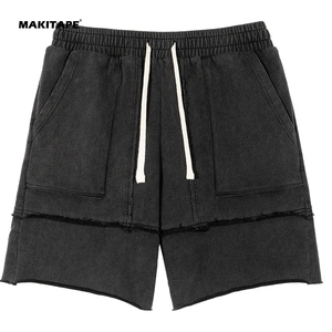 Pantalones Cortos Vintage para Hombre HG3549, 100% Algodón de Alta Calidad, Lavado Ácido, 340GSM, Ecológicos, Antiarrugas, Cierre con Cordón, Corte Medio - Product Image 1