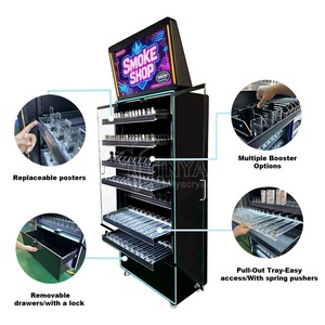 Vitrine de présentation de cigarettes et de tabac sur mesure pour magasin, avec éclairage LED, verrouillage, poussoirs et roulettes - Product Image 4