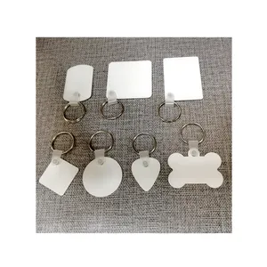 China Supplier Blank Aluminum Keychain Metal Sublimation Key Chains Tags White Blank Printable Heat Transfer Printing Key Rings