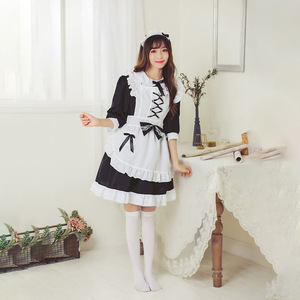 Traje de Sirvienta Estilo Japonés, Vestido Lolita Blanco y Negro, Disfraz de Alicia, Disfraz de Cosplay, Primavera 2025 - Product Image 1