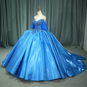 Jancember 1247 Elegant Sweetheart Royal Blue Pearls Ball Gown Vestidos de quinceañera - Product Image 3