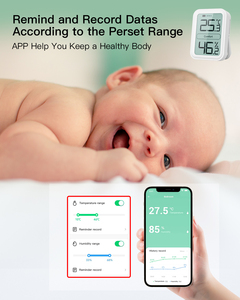 Thermomètre hygromètre numérique miniature BFOUR BF-7, écran LCD Bluetooth, grand écran, plastique, alimenté par piles, pour la maison - Product Image 6