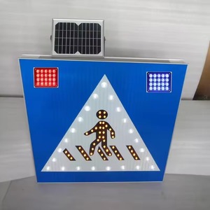 Panneau <span class=keywords><strong>de</strong></span> signalisation routière LED solaire en aluminium bleu, flèche <span class=keywords><strong>de</strong></span> sécurité piétonne, film réfléchissant <span class=keywords><strong>de</strong></span> troisième qualité, 56 pouces pour la route - Product Image 2