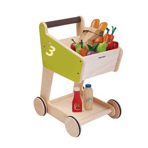 Viga supermercato finzione gioco Set di simulazione per bambini al coperto carrello della spesa giocattolo in legno metallo Push carrello di alimentari giocattoli per neonati - Product Image 3