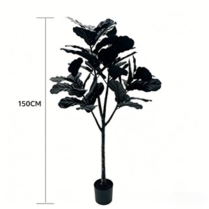 <b>Artificial</b> Floor <b>Tree</b> with Black Piano Leaves High Simulation Plastic Plant for <b>Indoor</b> Decor - Product Image 2