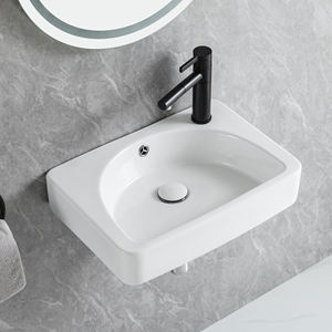 China Factory Sanitary Ware Montado en la pared con grifo Fregaderos de baño Colgante de pared Rectangular Rock Plate Lavabo - Product Image 1