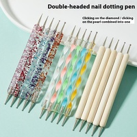 5 pièces ensemble double extrémité outil de manucure Double têtes UV Gel brosse à ongles et stylo pointillé cristal acrylique dessin peinture Nail Art ensemble