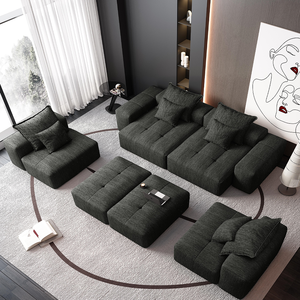 Modern Convertible Chenille Fabric Modular Sectional Sofa <b>Bed</b> Set with Wood Legs-Eco-Friendly Durable for Living Room Hotel Use - Product Image 1