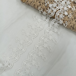 Encaje de Malla de Lujo Blanco, Encaje Tejido sin Elasticidad, Adorno Floral para Ropa y Lencería - Product Image 2