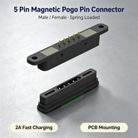 Connecteur de charge magnétique Denentech Pogo Pin à 5 broches, charge rapide, à ressort, pour PCB