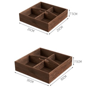 Solid Wood Divided Snack <b>Tray</b> 4 Compartments Square Shape For Fruit Nuts Candy Storage Home Living Room Use - Product Image 4