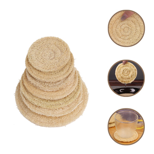 Sous-verres ronds en fibre de loofah au design minimaliste OEM & ODM, sous-verres anti-collision de haute qualité, sous-verres personnalisables - Product Image 1