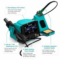 Station de Retravail à Air Chaud 2-en-1 RF-H10 avec Fer à Souder 210, Double Écran LCD, Veille Intelligente, Chauffage Rapide, Résistant à l'Oxydation