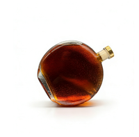 Bouteille de vin en verre de boisson de type conteneur, ronde, mate/givrée, avec gravure/décalcomanie personnalisée, couleur bordeaux, avec bouchon, vente en gros