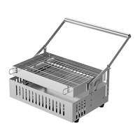 Barbecue portable en acier inoxydable pour extérieur, à charbon de bois, avec fonction rotative, idéal pour le camping, les viandes et les brochettes