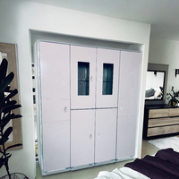 Casier de garde-robe moderne de luxe en plastique ABS à six portes avec fenêtre transparente pour salle de sport à domicile pour le rangement des vêtements dans la chambre à coucher