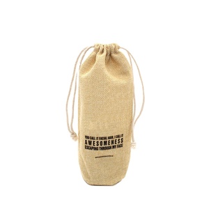 Sacs d'emballage pour bouteilles de vin en toile de jute naturelle, imitation lin, avec cordon de serrage - Product Image 5