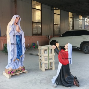 Statue <span class=keywords><strong>de</strong></span> la Vierge Marie Sacré-Cœur <span class=keywords><strong>de</strong></span> <span class=keywords><strong>Lourdes</strong></span> et <span class=keywords><strong>de</strong></span> Sainte Bernadette en marbre coloré sur mesure pour église - Product Image 4