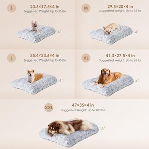 Washable Faux Fur Solid Rectangle Dog Bed <b>Crate</b> Kennel Pad Anti-Slip Pet Sleeping Mat Breathable Cooling All-Season M/L/XL Sizes - Product Image 2