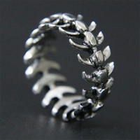 Bagues pour hommes, de style gothique, Hip Hop, Vintage, Punk, os de poisson, hommes et femmes, anneau universel, os de Dragon, bijoux de fête, cadeau