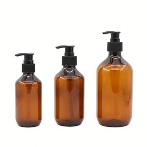 Wholesale <b>200ML</b> 300Ml 500Ml Empty Transparent Shower Gel <b>Bottle</b> Amber Plastic Pet Lotion Pump Shampoo <b>Bottle</b> With Lotion Pump - Product Image 1