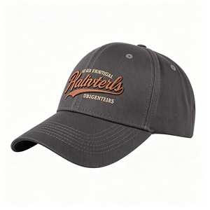Classic Retro Baseball Cap with Multi-Tone Cursive Embroidery Logo Dark Gray Washed Cotton Unisex <b>Hat</b> - Product Image 2