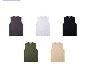 เสื้อกั๊กทรงบ็อกซี่แขนกุดสำหรับผู้ชาย ผ้าคอตตอน 100% หนัก 220 กรัม พิมพ์โลโก้ตามสั่ง สำหรับออกกำลังกายและเล่นกีฬา ขายส่ง - Product Image 6