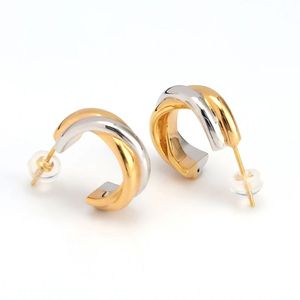 Xinfly 18K Gold Earrings Au750 Ear <b>Studs</b> Yellow White Two-Tone Women's Earrings Fashionable Versatile Jewelry for Weddings - Product Image 4