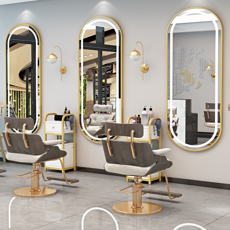 Miroir de salon de coiffure LED spécial avec lumière, montage mural simple, style européen, miroir de salon de coiffure