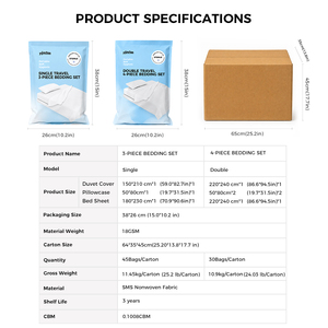 Wegwerp 4-delige beddengoedset, PP non-woven EO steriel reisbaar beddengoed voor 2 personen, hotel tweepersoonsbed groothandel - Product Image 2