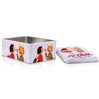 Boîte à bonbons rectangulaire en fer blanc de qualité alimentaire, personnalisée avec couvercle à charnière, style vintage français, pour chocolats et cadeaux