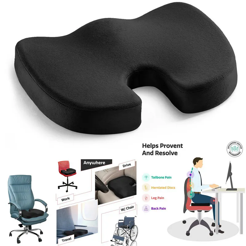 Custom U Shape Butt Lift Memory Foam Seat Cushions For Short Drivers Pain Relief