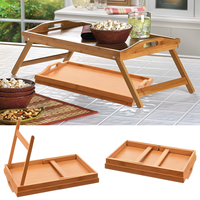 Bambus-Betttablett mit klappbaren Beinen, personalisiertes Holz-Serviertablett mit Griffen, Frühstücks-Lapdesk, hölzernes klappbares Esstisch-Tablett