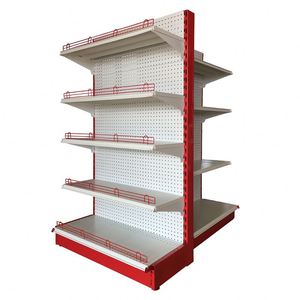Scaffale Gondola Monofacciale Metallico Verniciato a Polvere per Supermercati, Pannello Forato, Portautensili, Capacità 150kg, Marca ENSURE - Product Image 5