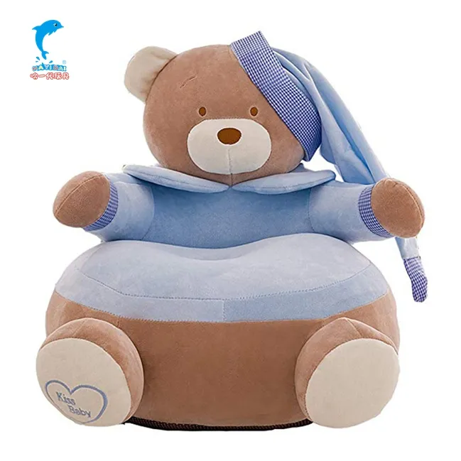 Fauteuil-Canapé Siège de Sécurité pour Bébé en Peluche Géante Ourson, Design Dessin Animé Créatif, Doux et Rembourré