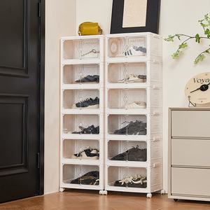 منظم أحذية من قطعة واحدة سهل التركيب من دايوه، خزانة أحذية بلاستيكية محمولة قابلة للطي مع شعار مخصص - Product Image 6