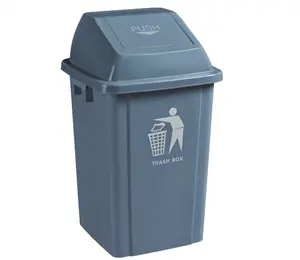 Cubo de basura plástico del cubo de basura del contenedor de 100 litros con la tapa del oscilación cuadrada - Product Image 1