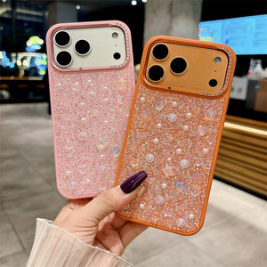 Coque de téléphone en TPU avec paillettes et fleurs en diamant de luxe pour iPhone 17 <span class=keywords><strong>Air</strong></span> 16 15 14 Pro <span class=keywords><strong>Max</strong></span>, papillon, perle, nœud, objectif transparent, coque arrière - Product Image 1