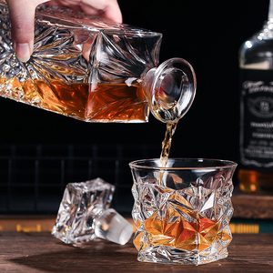 Hxglass Crystal <span class=keywords><strong>Whisky</strong></span> Decanter Set con botella de vidrio Elegante copa de vino Tallado Brandy Botella Karaffe Glas - Product Image 4