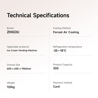 Distributeur automatique de crème glacée ZhiGou Tech 270L en acier inoxydable, contrôlé par IA, refroidissement par compresseur, écran tactile 10 pouces, basé sur le cloud