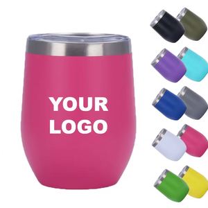 Custom Egg Shape Wine Tumbler Double Wall Stainless Steel Vacuum <b>Insulated</b> Thermal Cup Personalized Logo 12oz - Product Image 1