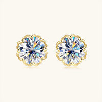Anting-anting stud berlian moissanite 925 sterling silver anti air, model bunga, ukuran 6,5mm dan 8mm, untuk pria dan wanita, perhiasan mewah.