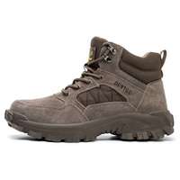 Bottes de sécurité montantes en daim, respirantes, couleur kaki, pour hommes, en toile