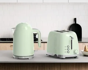 New Design Retro Toaster and Water Kettle Home Appliance Sets Stainless Steel Electric Kettle and Toaster Set