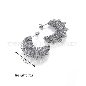 LT-MS-200 Irregular Mesh Twisted Hollow Earrings Niche Cool <strong>High</strong>-<strong>end</strong> Feel 18K Titanium Steel <strong>Jewelry</strong> Wholesale Trendy - Product Image 2