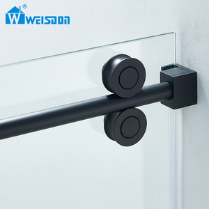 Weisdon Tùy Chỉnh Màu Đen Mờ Duy Nhất Trượt Thép Không Gỉ Tempered Glass Tắm Không Khung Cửa - Product Image 4