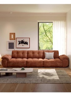 Divano Modulare Dritto in Tessuto Chenille Trapuntato Stile Retrò Mid-Century, Seduta Profonda, Imbottito, per Soggiorno in Stile Crema Francese - Product Image 3